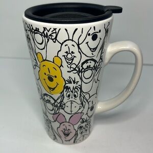 Disney Winnie the Pooh travel glass coffee mug with lid